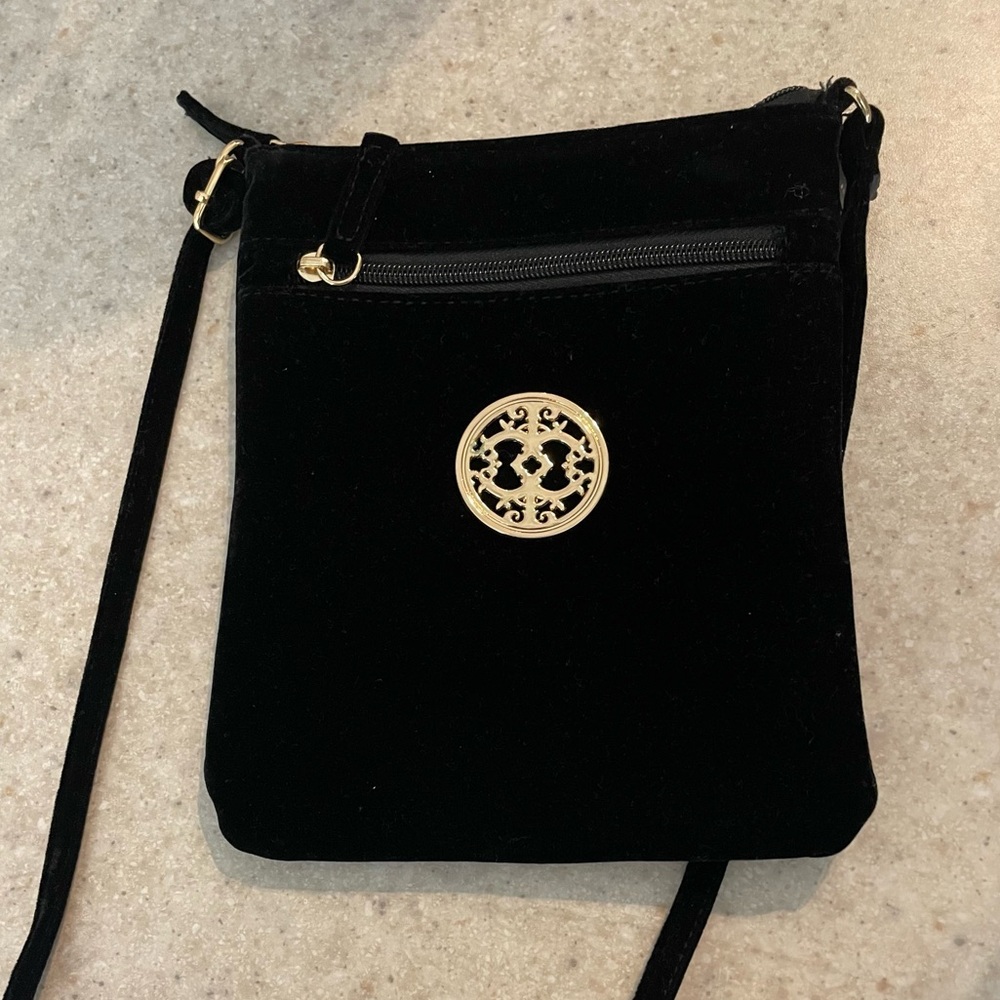 Black Velvet Crossbody Bag